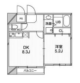 プレアデス千里山田(1DK/1階)の間取り写真