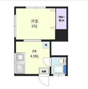 コーポ平野(1DK/1階)の間取り写真