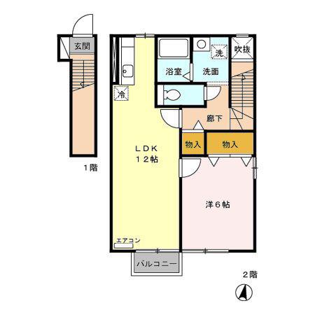 スマイル追分(1LDK/2階)の間取り写真