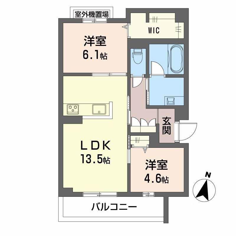 プライムフェルトII(2LDK/3階)の間取り写真