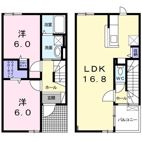 ベル・エスパス(2LDK/1階)の間取り写真