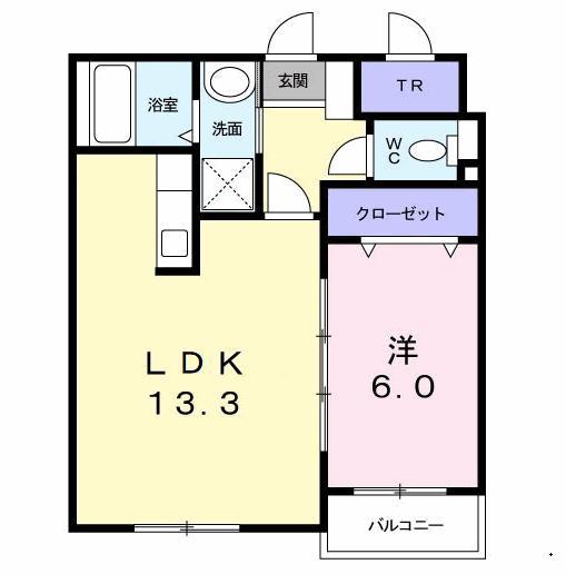 ラパ-チェ山鼻(1LDK/4階)の間取り写真
