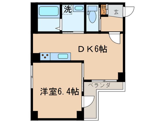 第76シンエイビル(1DK/4階)の間取り写真