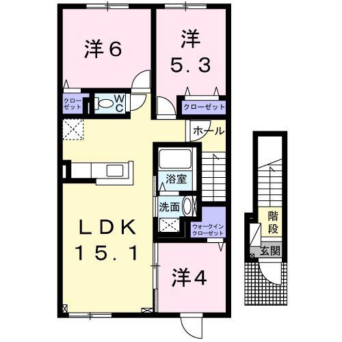 クレイトンハウス新橋II(3LDK/2階)の間取り写真