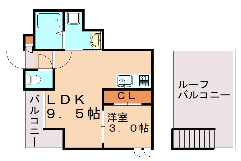 グランティック AK 千早 (1LDK/2階)の間取り写真