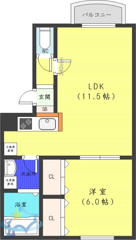 トトロの杜Ⅲ(1LDK/2階)の間取り写真