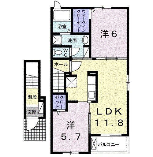 アリエッタ小塚山 I(2LDK/2階)の間取り写真