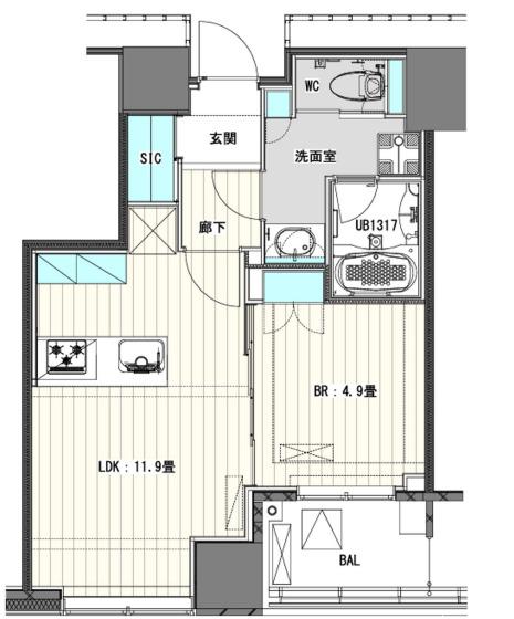 WHITETOWERHAMAMATSUCHO(1LDK/6階)の間取り写真