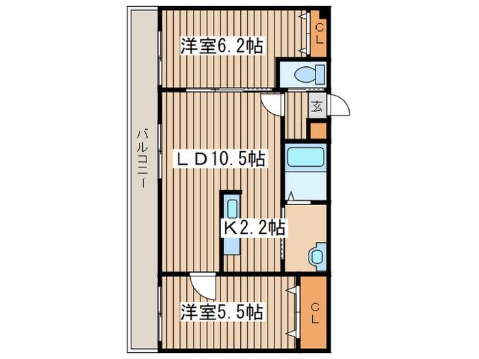 山岸ビル(2LDK/4階)の間取り写真