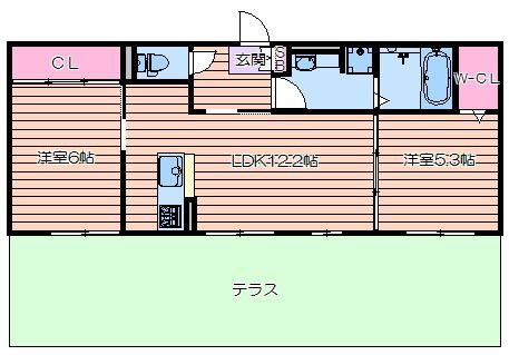 LAVITA帝塚山(2LDK/1階)の間取り写真