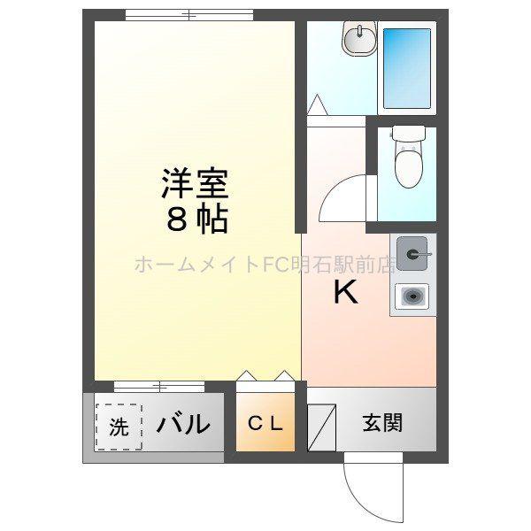 パレスエイト(ワンルーム/3階)の間取り写真