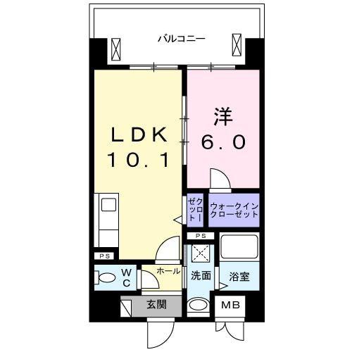 ヴァンヴェール森の宮(1LDK/12階)の間取り写真