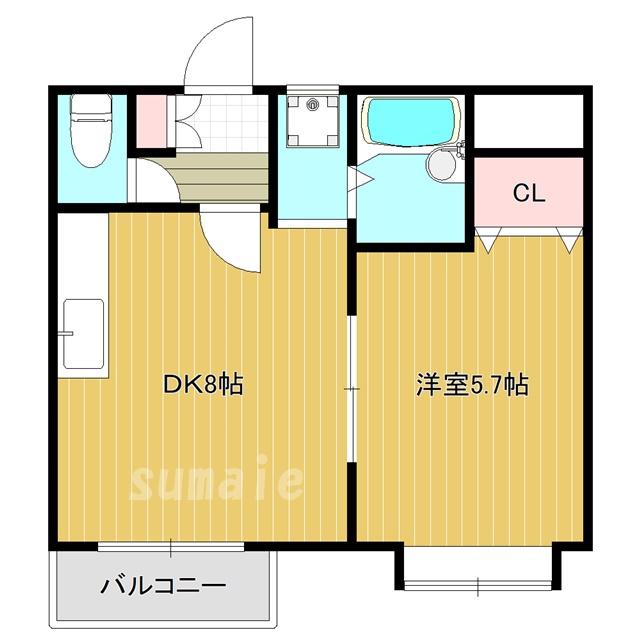 エスポワール21(1DK/1階)の間取り写真