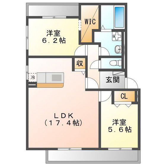 FELICIA(2LDK/3階)の間取り写真