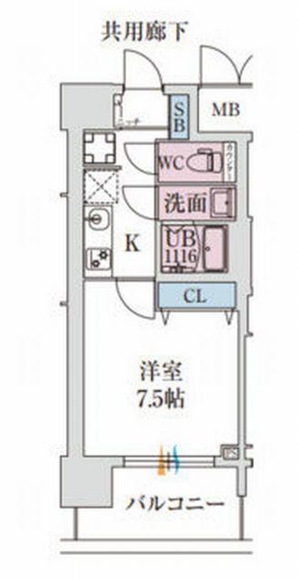 スプランディッド堺東DUE(1K/13階)の間取り写真
