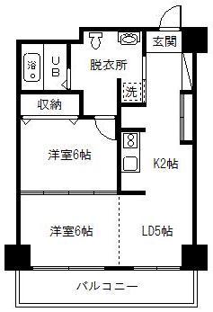 シャンノール平和通(2DK/7階)の間取り写真