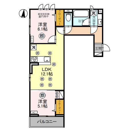 リヴェール・パルコ(2LDK/3階)の間取り写真