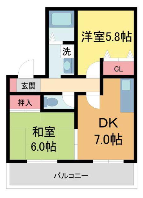 ＪＲ福知山線 北伊丹駅 徒歩19分 2階建 築26年(2DK/1階)の間取り写真