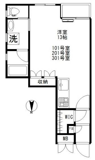 第7丸仙ハイツ(1K/2階)の間取り写真