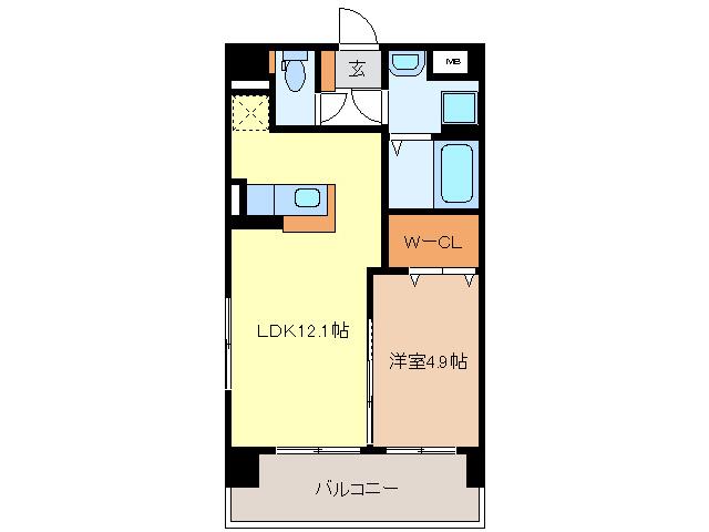 ブルースカイマンションX(1LDK/4階)の間取り写真