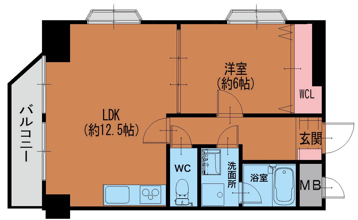 クリエイト野江内代(1LDK/4階)の間取り写真