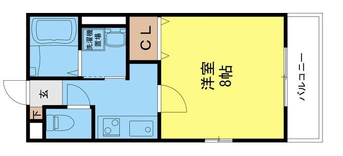 レトアパークサイド(1K/2階)の間取り写真