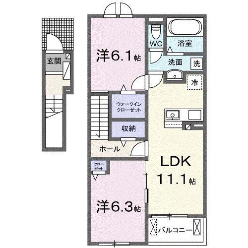 ジェンティーIC(2LDK/2階)の間取り写真