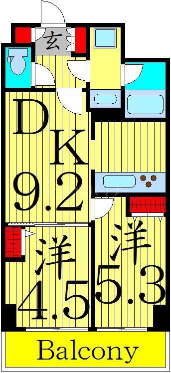 KDXレジデンス梅島(2DK/6階)の間取り写真