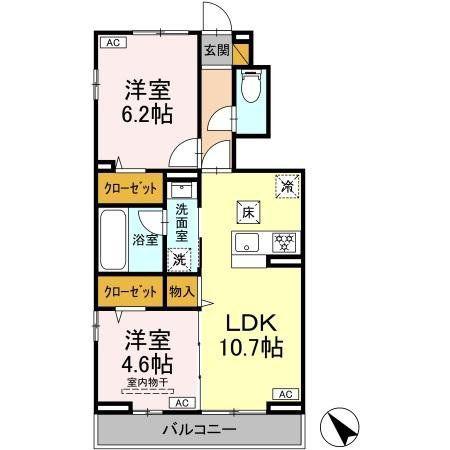 ルシアン メゾン(2LDK/1階)の間取り写真
