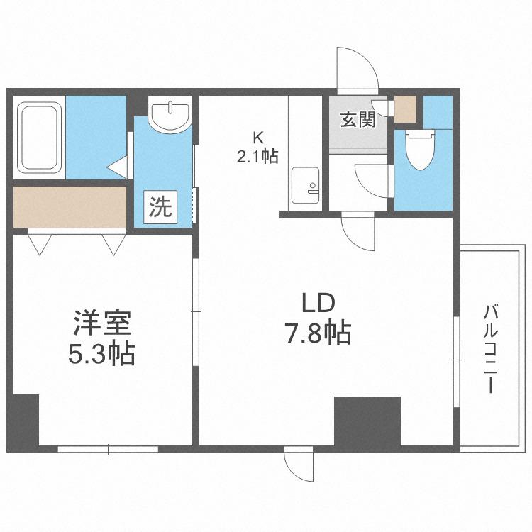 LEVANTE元町(1LDK/6階)の間取り写真
