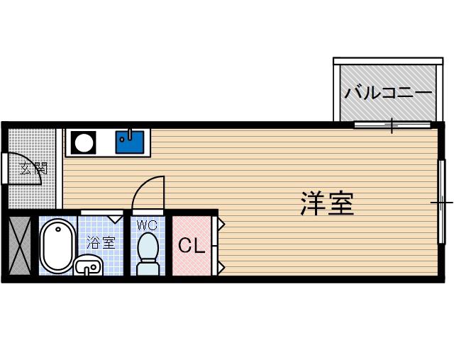 クローバーMオザキA(1K/2階)の間取り写真