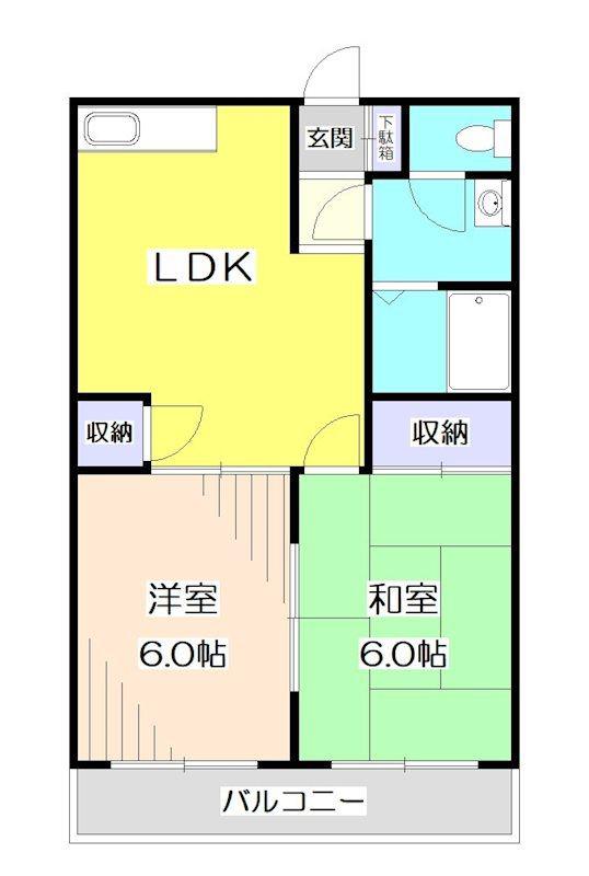 グリーンハウス所沢(2DK/2階)の間取り写真
