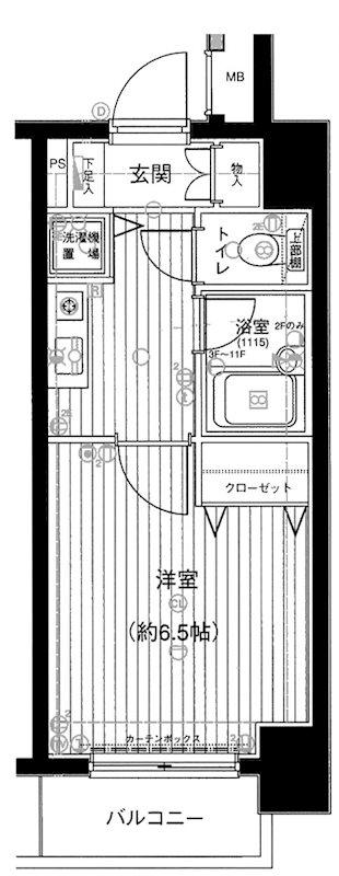 メインステージ神田佐久間町(1K/8階)の間取り写真