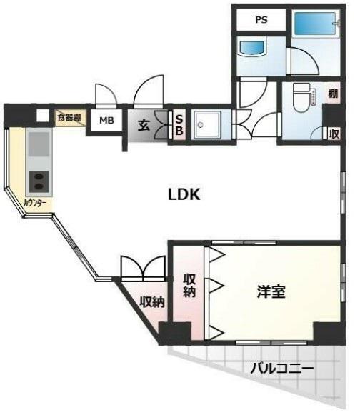 グランフォークスI鷹翔(1LDK/6階)の間取り写真