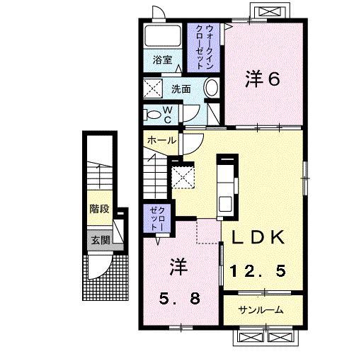 フリーデMFI(2LDK/2階)の間取り写真