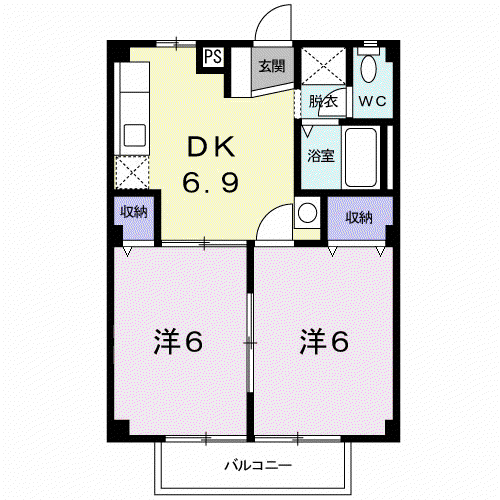 ニルヴァーナK(2DK/1階)の間取り写真