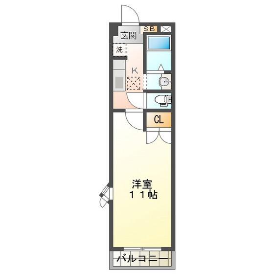 プチパレット(1K/1階)の間取り写真