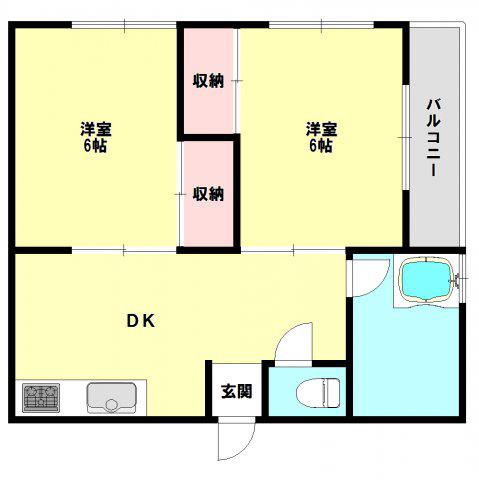 メゾン長田(2DK/4階)の間取り写真