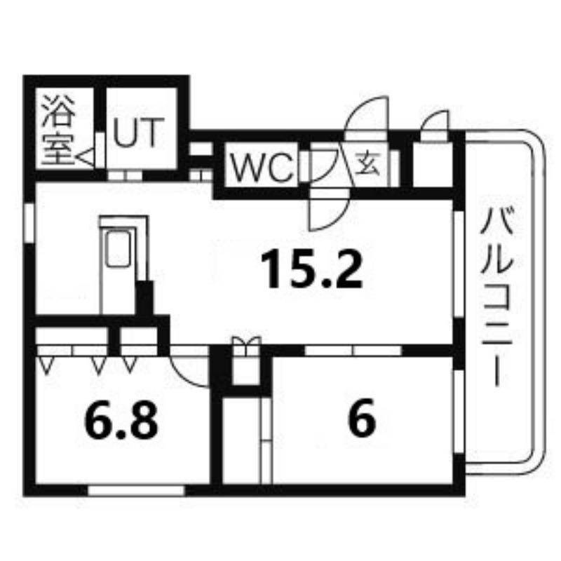 ライフ新発寒31(2LDK/3階)の間取り写真