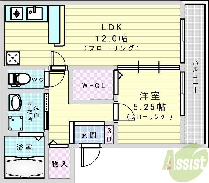 エルプエンテ2(1LDK/1階)の間取り写真