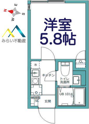 BASE三ツ沢下町(ワンルーム/1階)の間取り写真