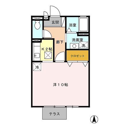 ＪＲ中央線 塩崎駅 徒歩20分 2階建 築22年(1K/1階)の間取り写真