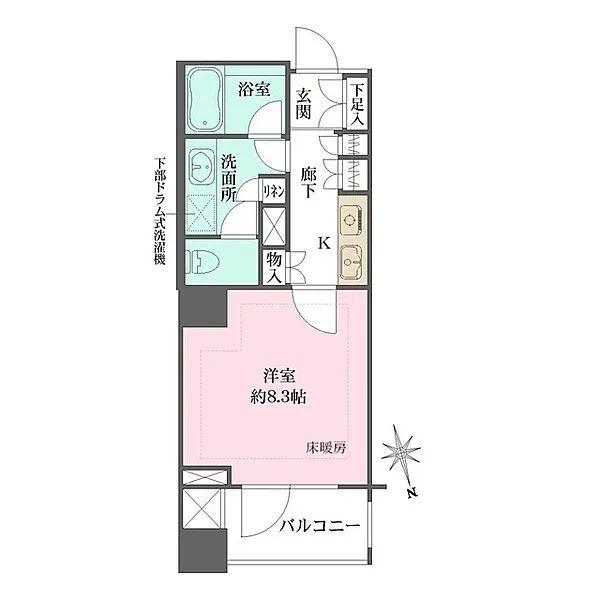 グランスイート明石町(1K/4階)の間取り写真