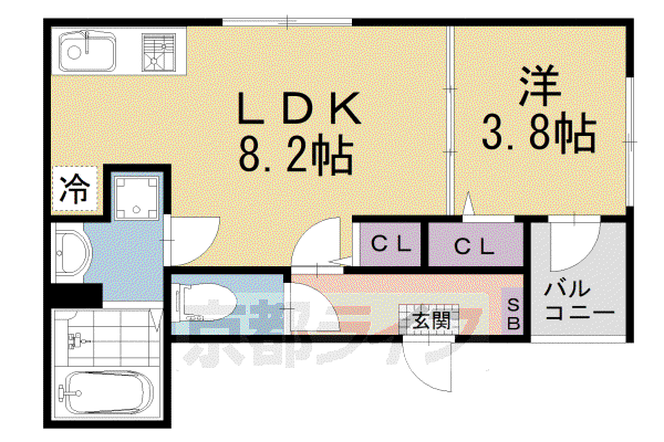 ハーモニーテラス深草仙石屋敷町 I(1LDK/1階)の間取り写真