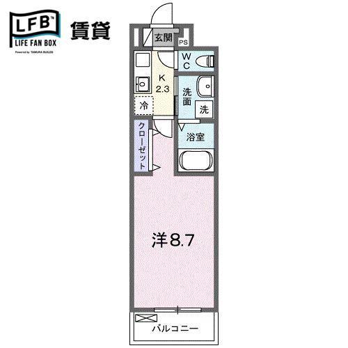 フィオーレ降松M&S(1K/2階)の間取り写真