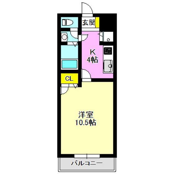 COCOハウス前橋(1K/2階)の間取り写真