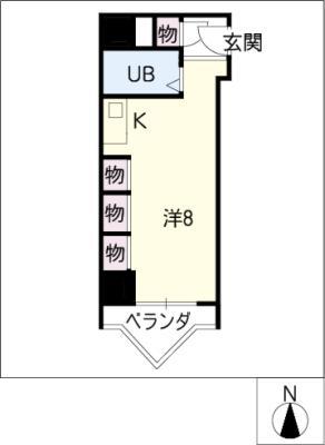 栄マンションN棟708(ワンルーム/7階)の間取り写真