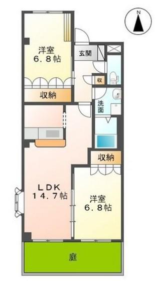サンフィールド(2LDK/1階)の間取り写真