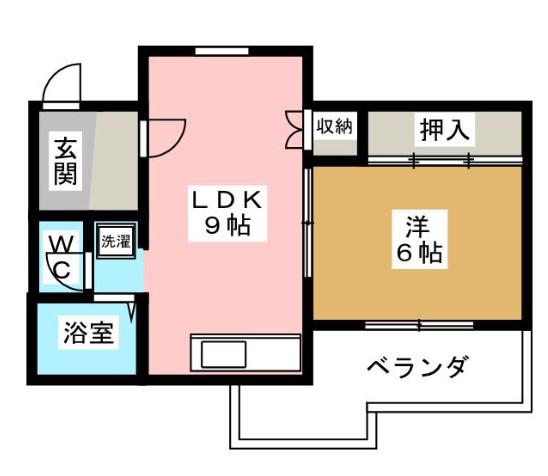 メゾン荒川II(1DK/9階)の間取り写真