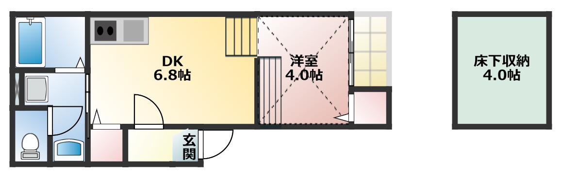 ハーモニーテラス伝馬 (1SDK/1階)の間取り写真